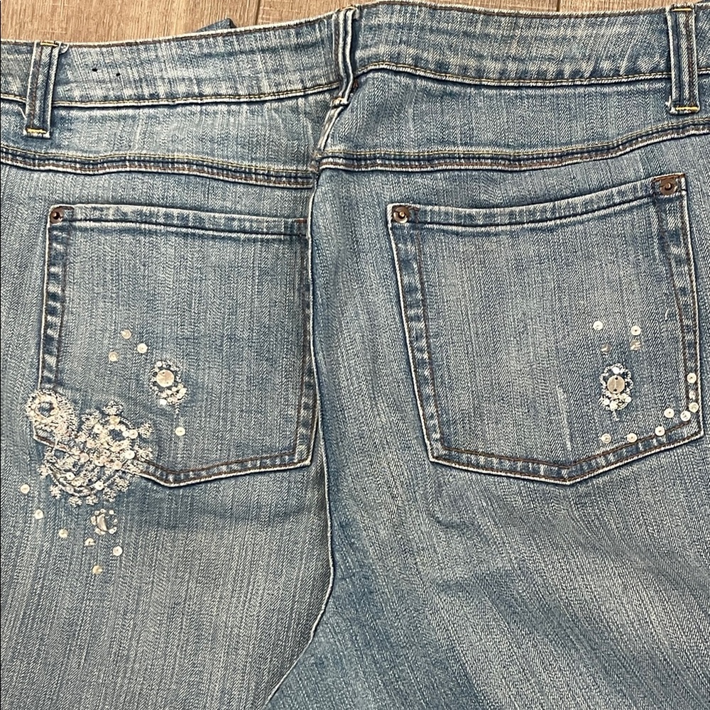 Venezia Light Blue Embellished and Detailed Flare Jeans Size 22 - Picture 6 of 7